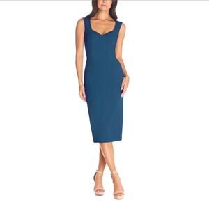 Dress The Population Sweetheart Neckline Sheath Midi Dress Dark Teal Blue XXL